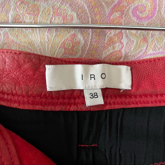 IRO red lamb leather shorts size 38 (6 US) - Picture 3 of 12